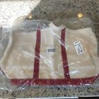 Vintage LL Bean Boat & Tote Bag Ivory White with Red Trim Original Packaging