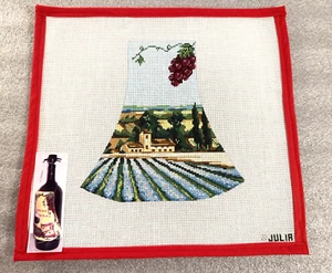 Julia handpainted needlepoint canvas Vineyard Wine Bottle Decoration - Picture 1 of 4