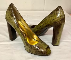 BCBGIRLS grüne Peeptoe-Pumps Schlangenleder klobige High Heels *einmal getragen ~ 9B - Bild 1 von 12