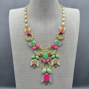 Stella & Dot Necklace TROPICANA Statement Vibrant Colorful Beads Gold Tone 20" - Picture 1 of 8