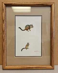 Original Mort Kunstler CHIPMUNKS Studie Gouache Gemälde auf Karton GERAHMT - Bild 1 von 4