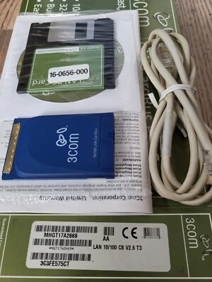 3Com LAN CardBus PC Card 10/100 LAN 3C3FE575CT 32-bit Built-in Connector  CIB - Image 1 of 4