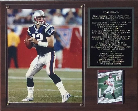 Tom Brady Patriots Buccaneers 12x15 HOF Stats Plaque Cover