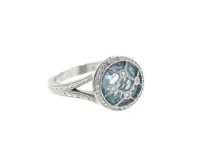 Siera Wrapped Diamond And Blue Topaz Ring In 18k white gold Size 6.75 - Picture 1 of 3