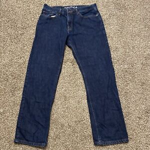 Nautica Jeans Mens Size 36x32 Blue Straight Fit Dark Wash Denim Casual Pants