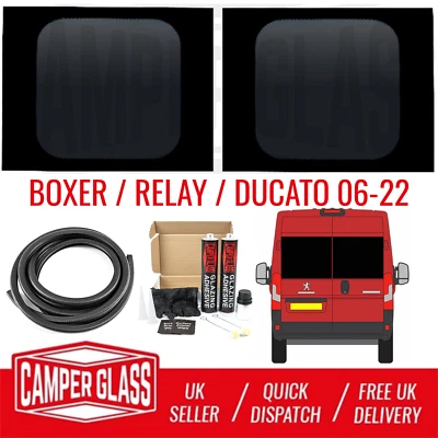 Peugeot Boxer Relay Ducato Rear Twin Barn Door Windows & Fitting Kit - 2006 On - Image 1 of 4