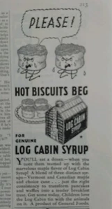 1933 Towles Log Cabin syrup tin boy please hot biscuits beg vintage ad - Picture 1 of 1