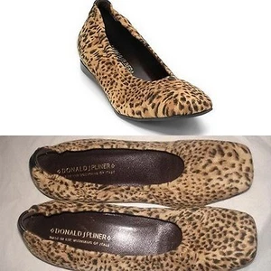 Donald Pliner Arlie Camel Black Leopard Print Flats Ballet Pumps 7.5 - Picture 1 of 1