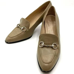 US7.5 EU37.5 Gucci Horsebit Pumps Leather Chunky Heel From Japan - Picture 1 of 12