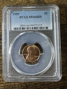 1959 Lincoln Memorial Cent 1C PCGS MS66RD Transition Year - Bild 1 von 4