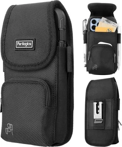 Perilogics Phone Holster with Magnetic Cover, Belt Clip Pouch Large, Black  - Picture 1 of 9
