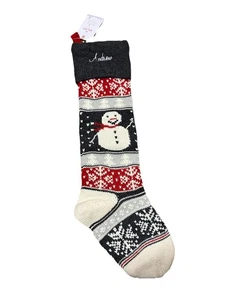 Neu mit Etikett Pottery Barn Kids natürlicher Fair Isle Strick Schneemann Weihnachtsstrumpf Andrew - Bild 1 von 7