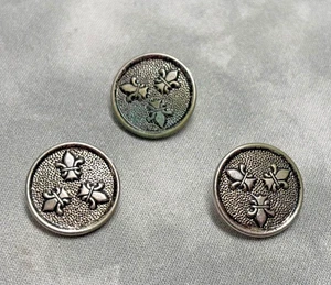 3er Set Vintage Fleur-de-Lis Metall Schaftknöpfe Mittelalter Gothic Stil - Bild 1 von 6