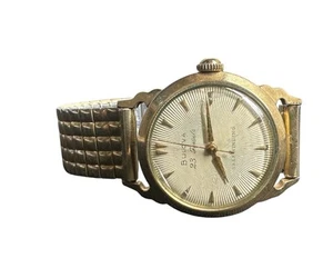 Vintage BULOVA 23 Jewel "Sun Burst" Gold Tone Wristwatch Self Winding - Picture 1 of 14