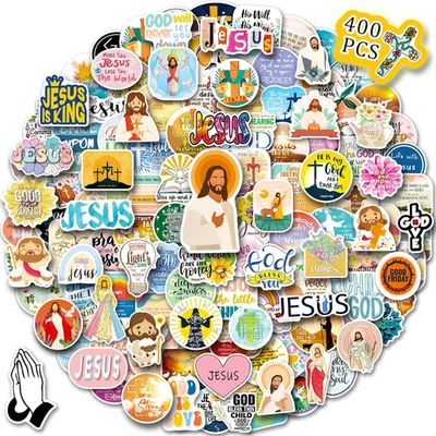 400 PIEZAS Pegatinas Cristianas, Pegatinas Versículos de la Biblia de Jesús para Diario Religioso M Foto 1 de 4