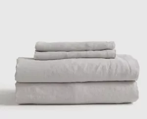 NWOT QUINCE EUROPEAN LINEN 4 PIECE CAL KING SHEET SET LIGHT GREY FLAX SHEETS - Picture 1 of 16