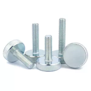 Vite a pollice testa piatta zigrinata in acciaio M3 M4 M5 M6 M8 M10 da 6 mm a 50 mm - Zincata - Foto 1 di 10