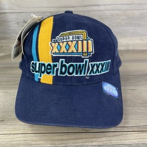 Gorra Vintago Super Bowl 33 correa trasera logotipo atlético años 90 papá NFL fútbol 1999 - Imagen 1 de 12