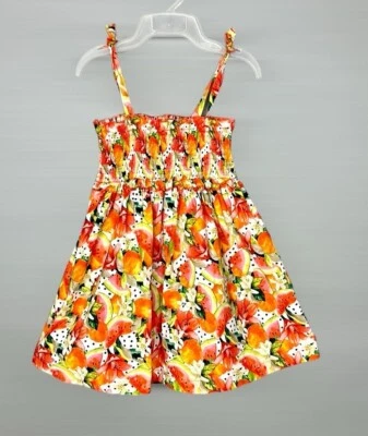 Mayoral Girl Fruit-Print Smocked Dress Spaghetti Strap Sundress Cotton 6 116 cm - Image 1 of 4