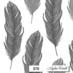 (370) DOS servilletas individuales de papel para almuerzo decoupage - NEGRO PLUMAS  - Imagen 1 de 3