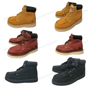 Brand New Mens Moc Toe Boots Leather Water/ Oil Resistant Insulated Roofing Work - Picture 1 of 19