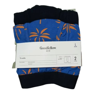 Men's Palm Print Trunks 2pk - Goodfellow & Co™ Blue size L - Picture 1 of 4