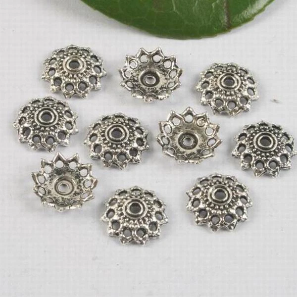 40 tapas de cuentas estilo flor patrón plata tibetana 12 mm h0520 Foto 1 de 1
