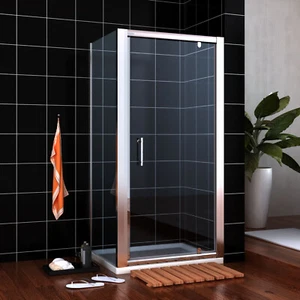Pivot Shower Enclosure Door And Tray 6mm Glass Cubicle Screen With Side Panel - Picture 1 of 25