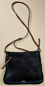 Fossil 1954 Black Pebble Leather Crossbody Handbag Purse Y2K Classic Adj Strap - Picture 1 of 17