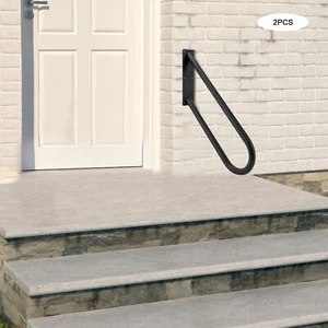 Iron Handrail For 1-3 Steps 2 * U Shaped Safety Grab Bar For Stairs Wall Mounted - Picture 1 of 20