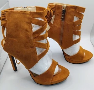 Koi Footwear Ladies Cross Strap Heels In Tan Size 6 - Picture 1 of 8