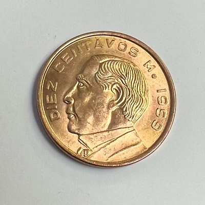 1959 Mexico 10 Centavos, Benito Juarez, KM#433, RB UNC - Image 1 of 3