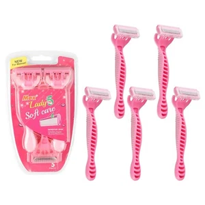5-Ply Blade Women's Shaver - Manual Razor w/Non-Slip Handle for Sensitive Skin U - Picture 1 of 11