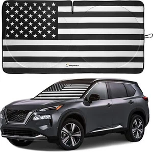 American Flag Car Sun Shade, High-Res Sun Shield, Medium, Black & White - Picture 1 of 7