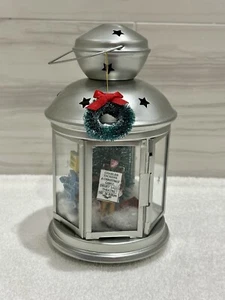 IKEA Silver Lantern Tealight Candle Holder Glass Covered Christmas Decoration - Picture 1 of 4