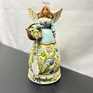 Jim Shore ~ September Engel #4012558 Saphir Strass Aster Blumen 2008 Neu im Karton - Bild 1 von 6