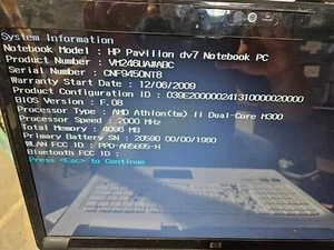 HP DV7-3028CA Motherboard w/ AMD Athlon 2Ghz - 4GB Memory - Picture 1 of 3