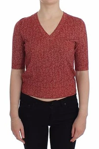 DOLCE & GABBANA Sweater Pullover Red Wool Tweed Short Sleeve IT38 / US4 RRP $880 - Picture 1 of 8