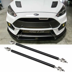 Black 8"-11" Adjustable Front Bumper Lip Splitter Strut Rod Support Bar For Ford - Picture 1 of 12