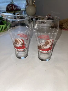 Vintage Set of 2 Coca Cola Christmas Happy Holidays Santa Claus glasses. - Picture 1 of 6