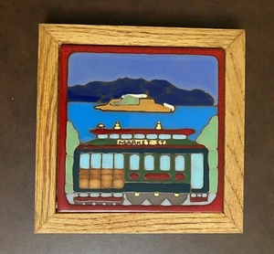Fliesen von Elany handbemalt USA Heizplatte Seilbahn Marktstraße Alcatraz 7,5 Zoll - Bild 1 von 5