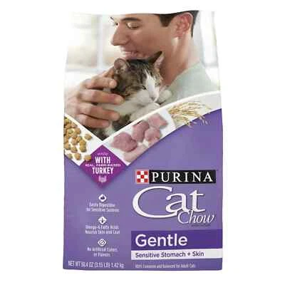 Comida seca suave para gatos Purina Cat Chow, estómago sensible + piel, 6,3 lb. Foto 1 de 4