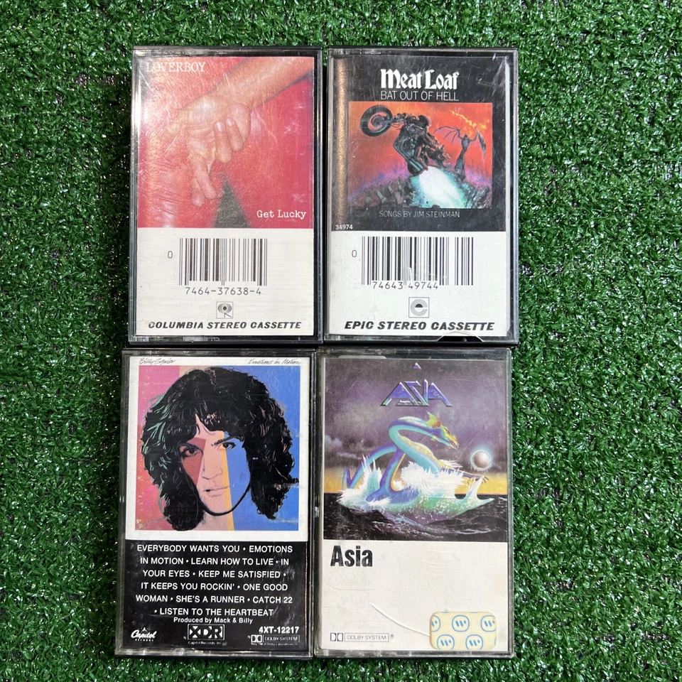 Lot Of 4 80's Rock Cassette Tapes Meatloaf Loverboy Asia Billy Squier See Desc - Image 1 of 4