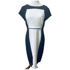 Dressbarn Collection Dress Size 12 Black White Sheath Short Sleeve Knee Length