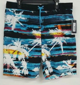 Roundtree & Yorke Black Multi Color Palm Print Men's Swimwear NWT $49.50 L XL - Picture 1 of 3