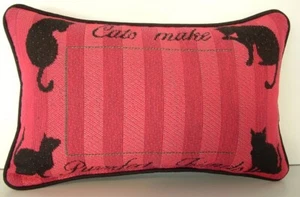 Katzen - kleines Wortkissen mit Worten "Katzen machen purrfekte Freunde" Gobelin Kissen Neu - Bild 1 von 6