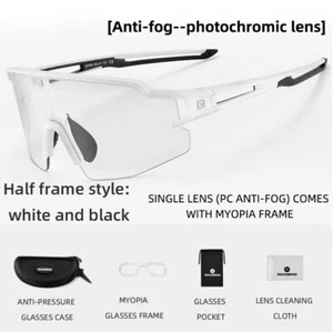 White Photochromic Sunglasses MenWomen BikeGlasses Sports Riding Cycling Goggles - Picture 1 of 9
