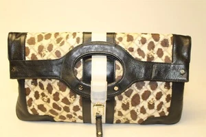 L.A.M.B Gwen Stefani Animal Print PVC & Leather Large Clutch Purse Handbag - Picture 1 of 24