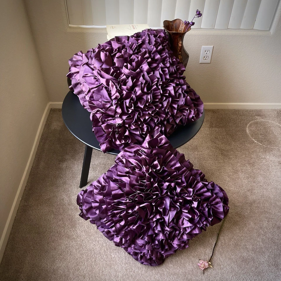 Set of 2 Surya Prom Purple Ruffled Pillow 20x20x4, Down Fill,  2 pillow - Image 1 of 4