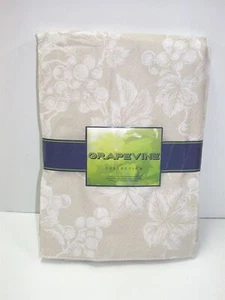 Lintex Vinyl Tablecloth Flannel Back ~ Grapevine Ivory 82" x 118" Rectangle NEW - Picture 1 of 3